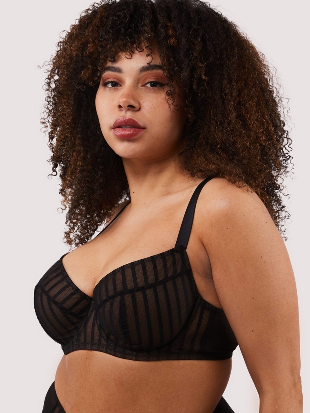 Presley Black Stripe And Lace Trim Bra